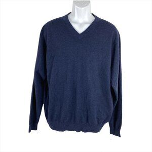 Richard Waithe Sweater‎ Cashmere V-Neck Long Sleeve Blue Men's XL